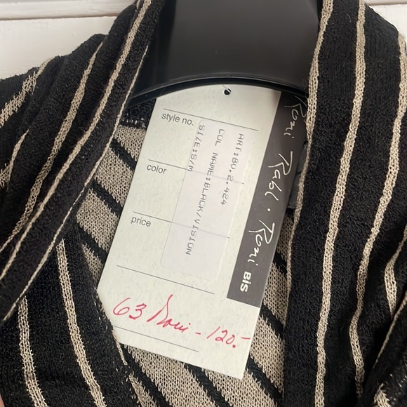 NWT Roni Bis Black & Tan Stripe Knit Sweater Jacket S-M - Picture 2 of 8